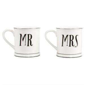 Mugg Mr & Mrs (svart/vit)