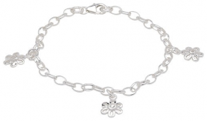 Silverarmband blommor med Zirkoniasten